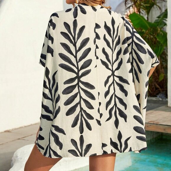 Apricot Boho Women's Vacation Plants Print Three-Piece Set - Picture 2 of 6